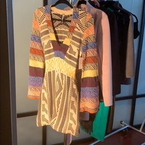 Free people sweater dress size small cream & multi